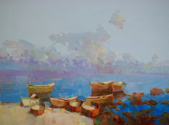 Seashore, Contemporary art,  Handmade oil painting Original artwork One of a kind
