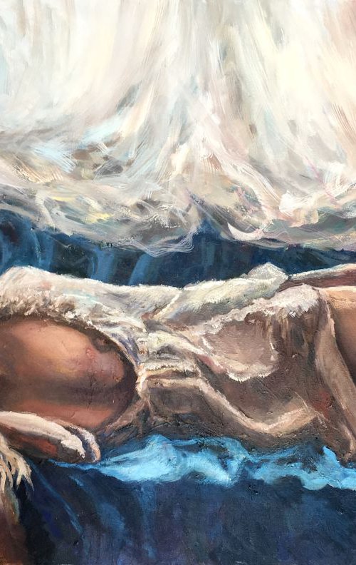 Nude model is sleeping 120x80cm by Leo Khomich