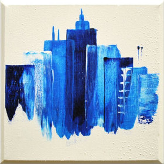 Colourful City - abstract acrylic painting Skyline painting canvas wall art rainbow colors