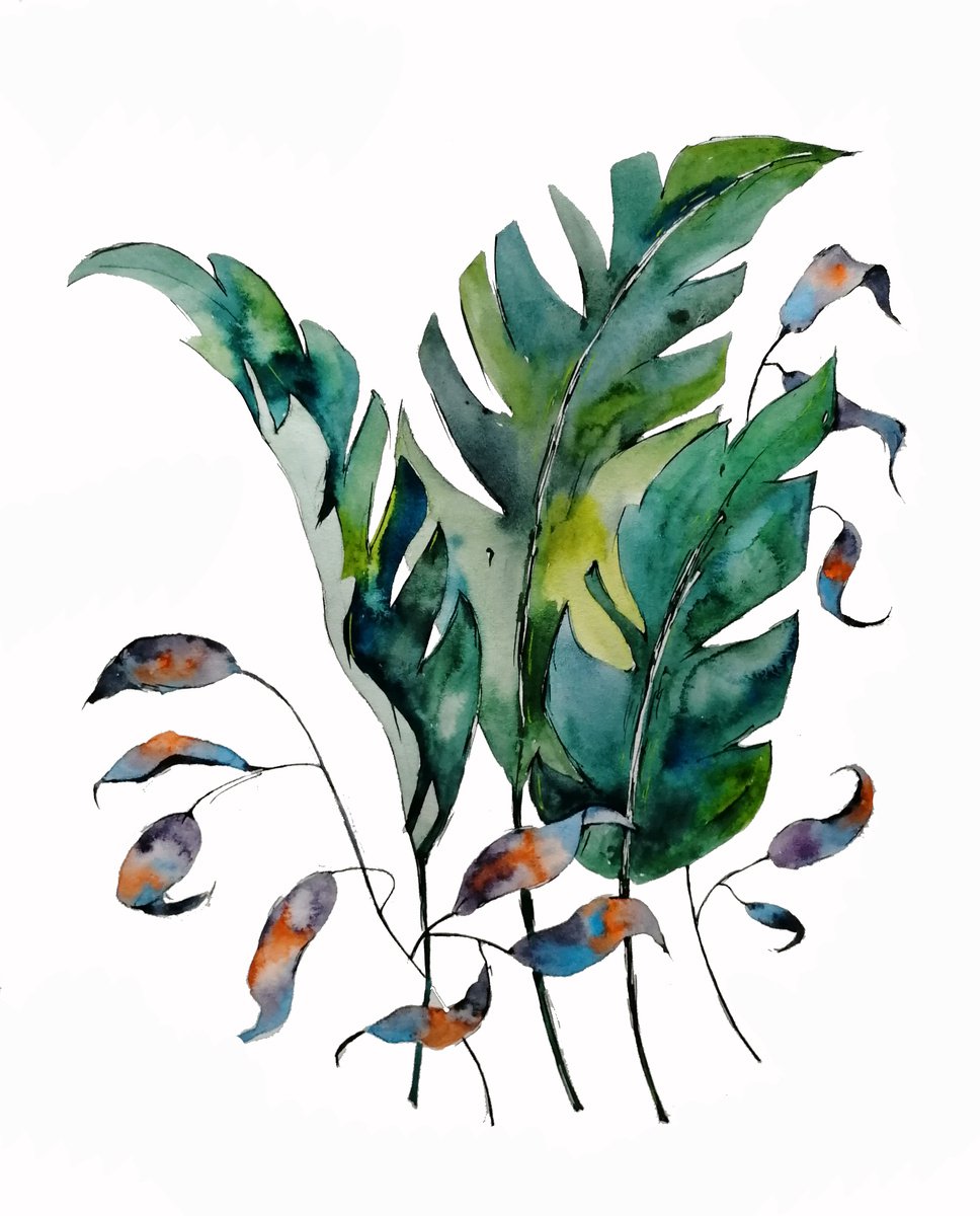 Palm leaves painting by Marina Zhukova