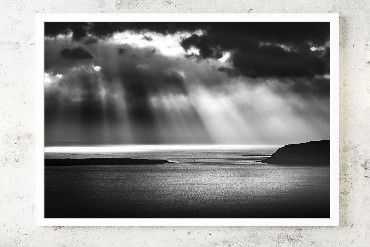A Silver Song - Black and White Seascape 60 x 40 inches Canvas by Lynne Douglas