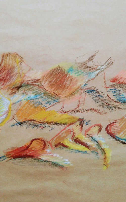 Mushrooms. Original pastel painting. by Elena Klyan