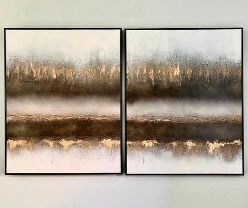Molten Earth - Abstract Diptych by Sarah Berger