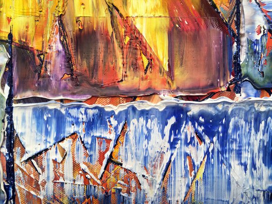 "Angles and Alleyways" - Original Large PMS Abstract Diptych Oil Paintings On Canvas - 48" x 24"