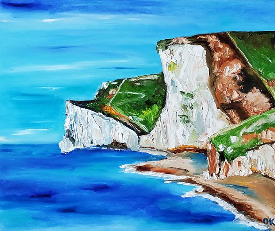 Dorset White Cliffs English Landscape oil painting wall decor