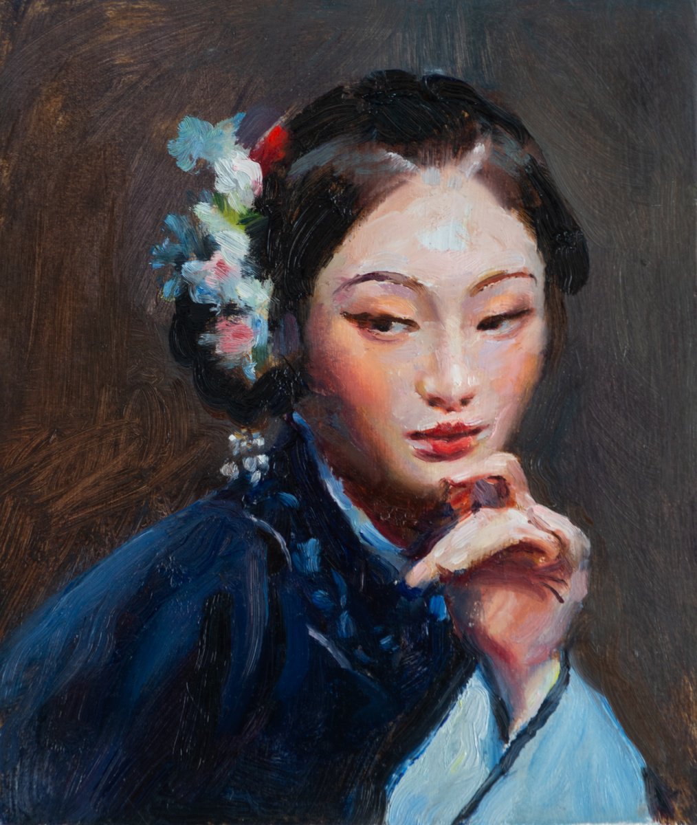 Impressionistic Portrait Oil Painting By Anastasia Borodina, 7 X 8, Stranger - Original Oil Painting, Original Artwork