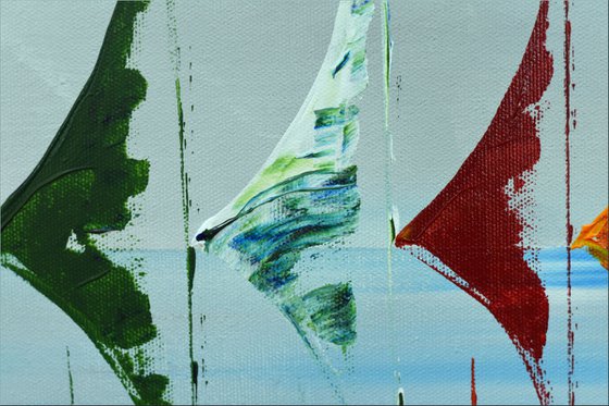 Colored Sails  - Abstract- Sailboat Painting- Acrylic Canvas Wall Art