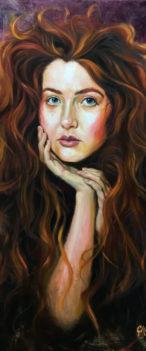 Girl with golden hair by Kakajan Charyyev