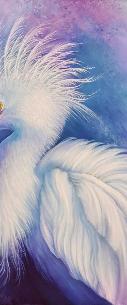 "White queen", bird painting by Anna Steshenko