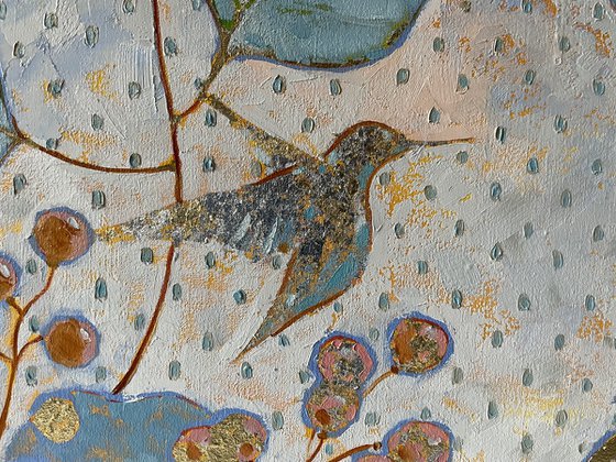 "A pair of hummingbirds" original oil painting