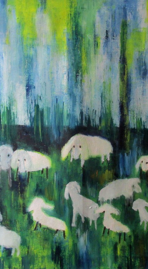 Flock of sheep by Ingrid Knaus