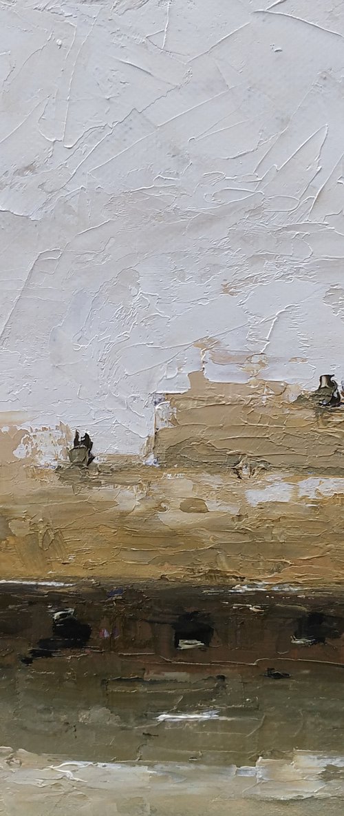 Old farm. Small oil painting on can as by Marinko Šaric