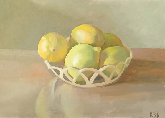 Lemons in a Straw Bowl