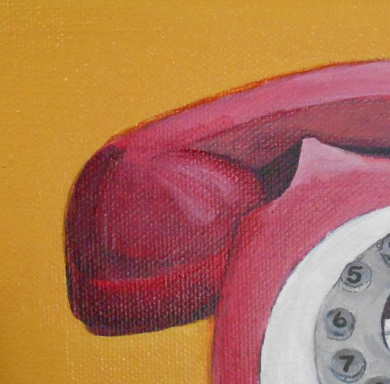 Red Telephone - Retro Pop Illustration Painting of Vintage Phone