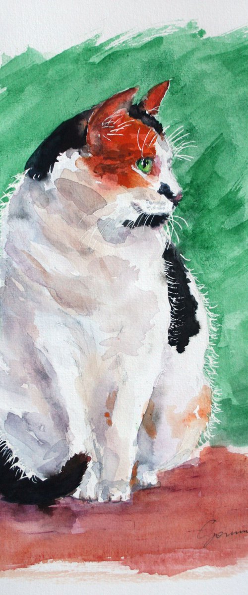 Cat I / FROM THE ANIMAL PORTRAITS SERIES / ORIGINAL PAINTING by Salana Art Gallery