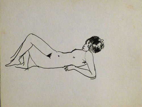 Reclining Nude, 24x32 cm by Frederic Belaubre