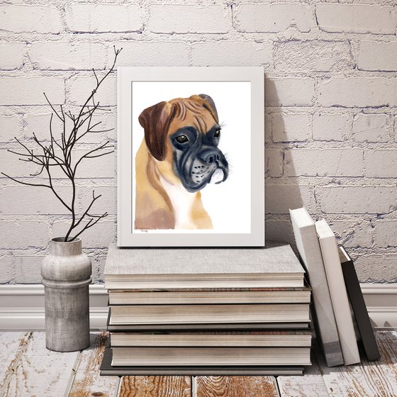 BOXER DOG Original Watercolor painting