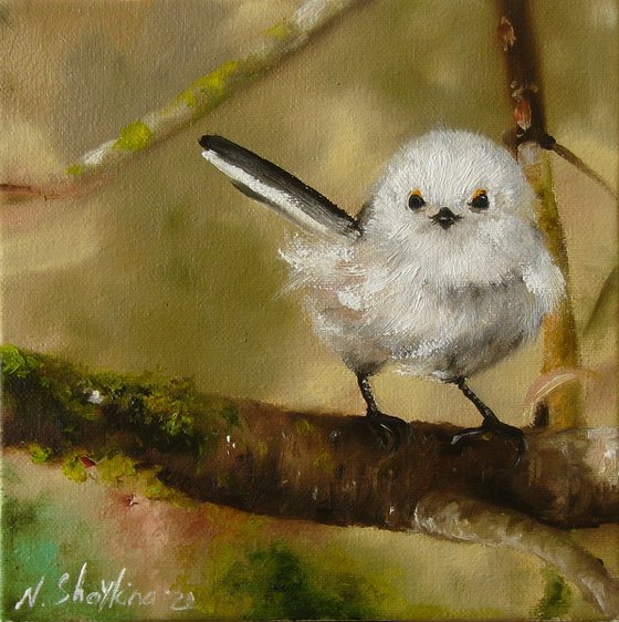 Fluffy white bird painting