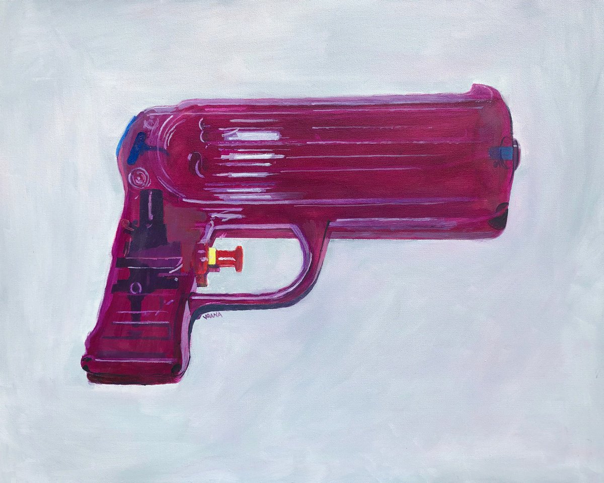 Photorealistic Still Life Oil Painting By Ken Vrana, 40 X 30", Just Add Water - Pink Style, Original Artwork