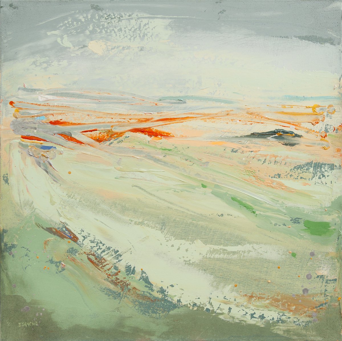 Abstract Landscape Acrylic Painting By Susana Sancho Beltran, 31 X 31", Emotional Landscape, Original Artwork