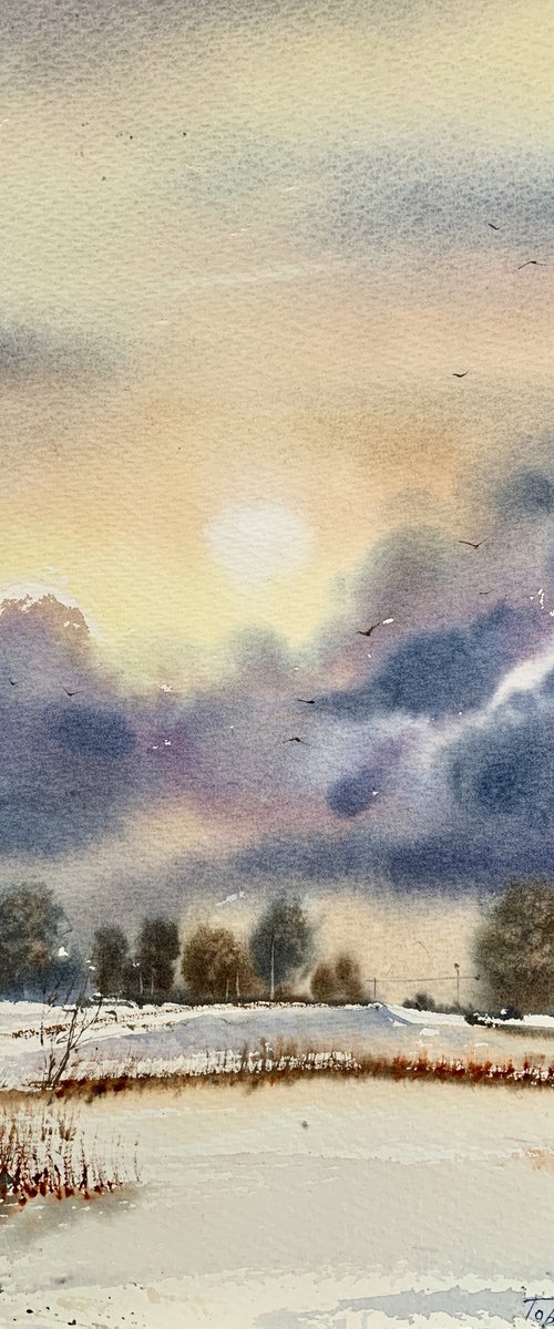 Winter and clouds by Eugenia Gorbacheva