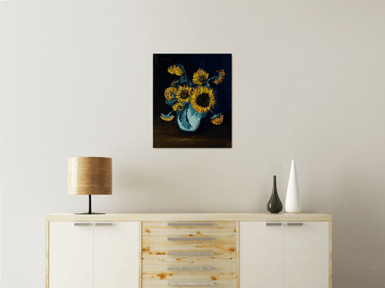 SUNFLOWERS IN WHITE VASE