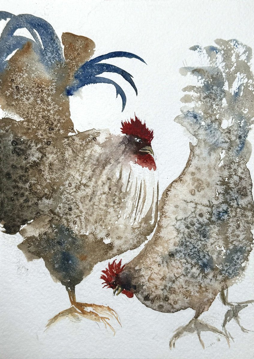 Family Rooster and Hen by Yuliia Sharapova