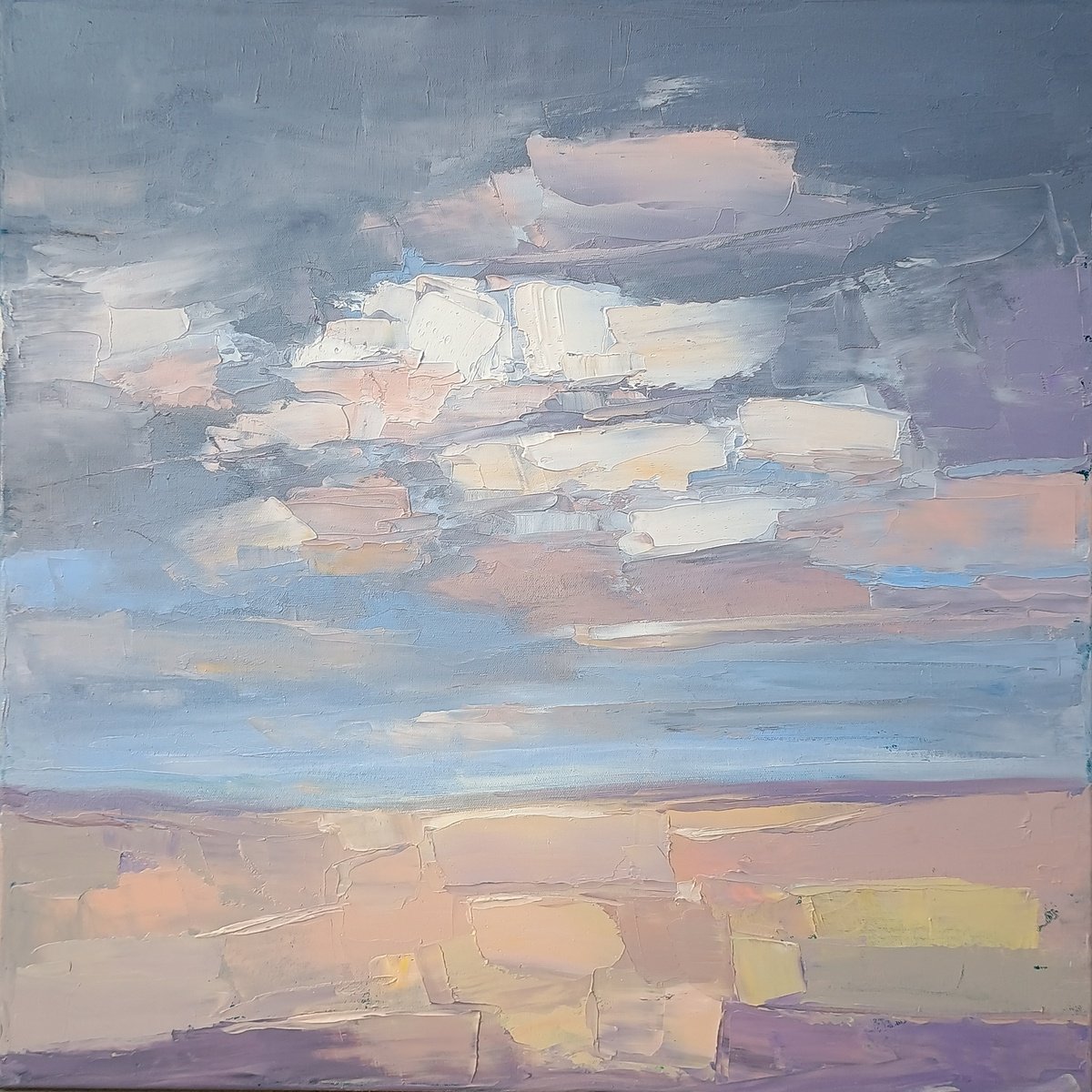 Expressive Landscape Oil Painting By Emilia Milcheva, 24 X 24, One More Dawn, Original Artwork