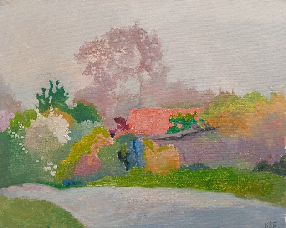 Impressionistic Cityscapes Oil Painting By Vasyl Koval, 20 X 16", Spring Morning, Original Artwork