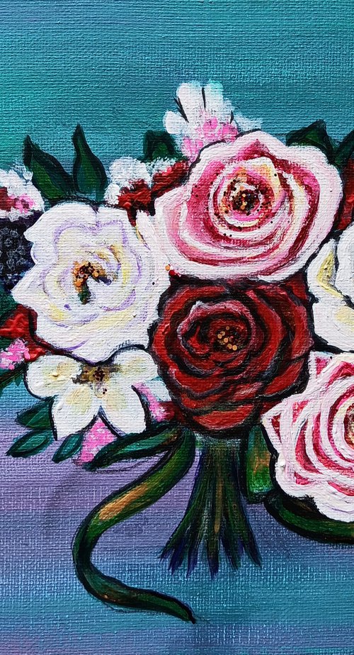 Roses Red pink white Floral by Manjiri Kanvinde