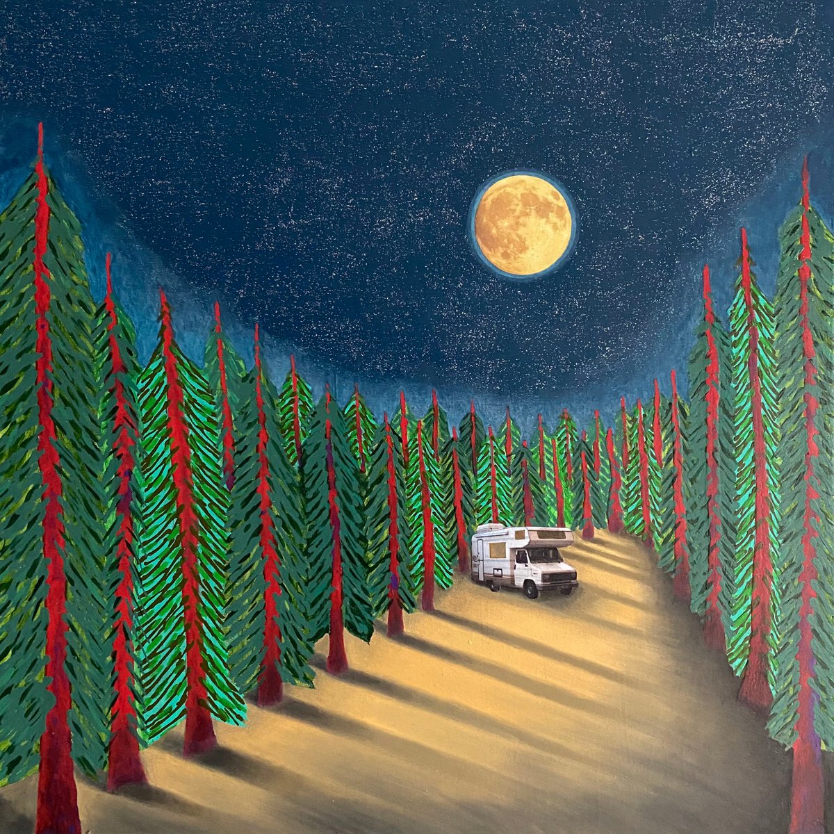 Surrealistic Landscape Painting By Stefano Pallara, 19 X 19", Shed Attachments N.4, Original Artwork