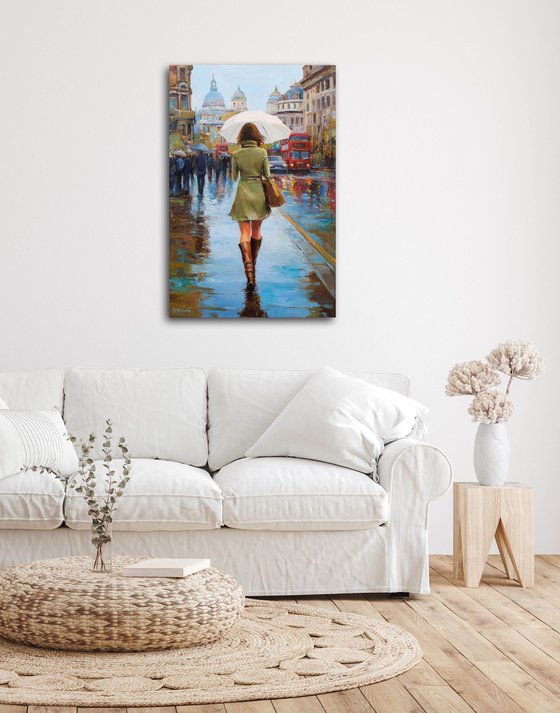 A Rainy Day in London Streets