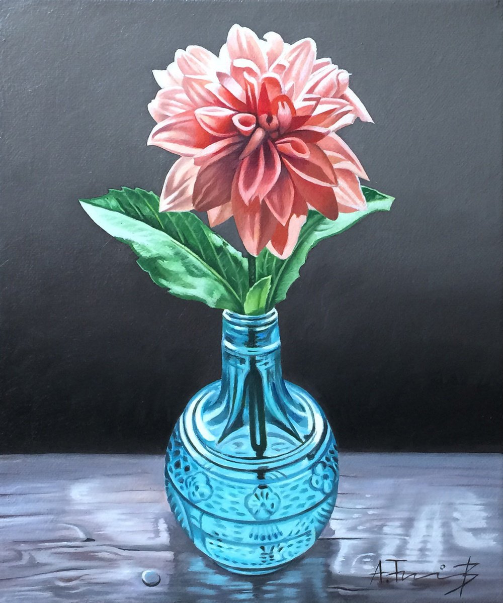 Photorealistic Still Life Oil Painting By Alexander Titorenkov, 10 X 12, Still Life With A Peony, Original Artwork