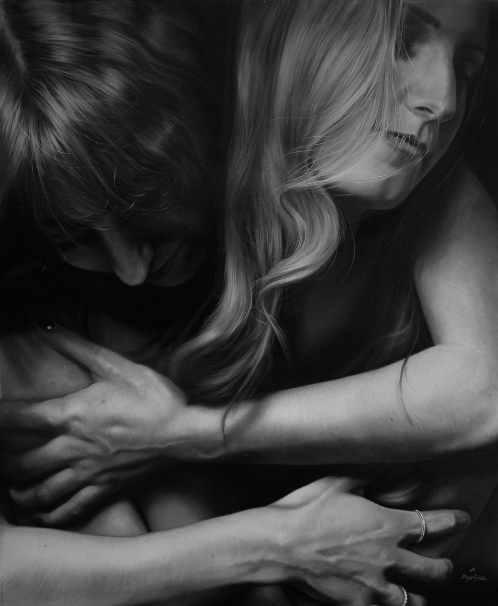 Photorealistic Portrait Oil Painting By Alessandra Pagliuca, 37 X 45, #Contatto_2, Original Artwork