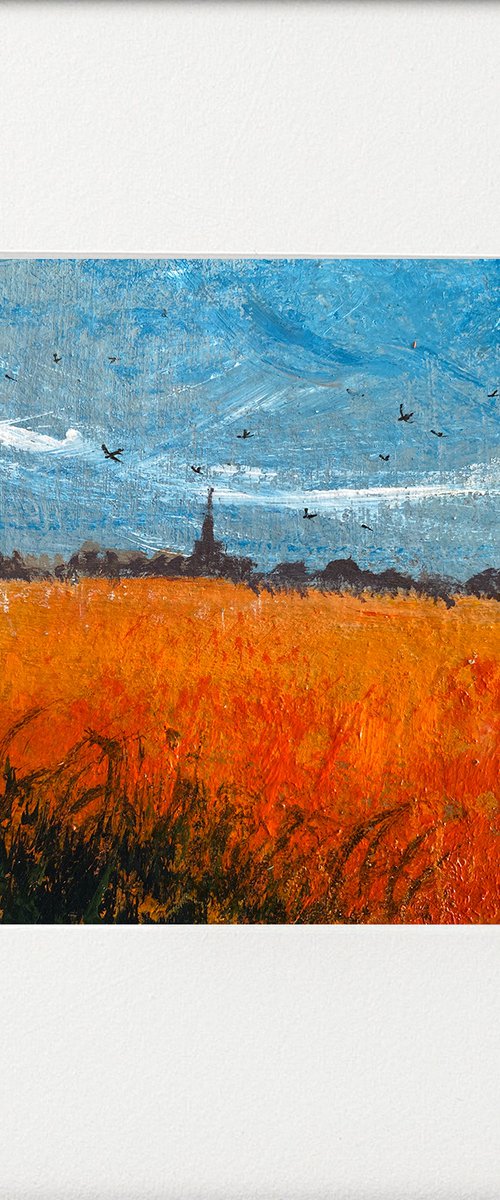 High Summer Orange Field Church Swallows by Teresa Tanner