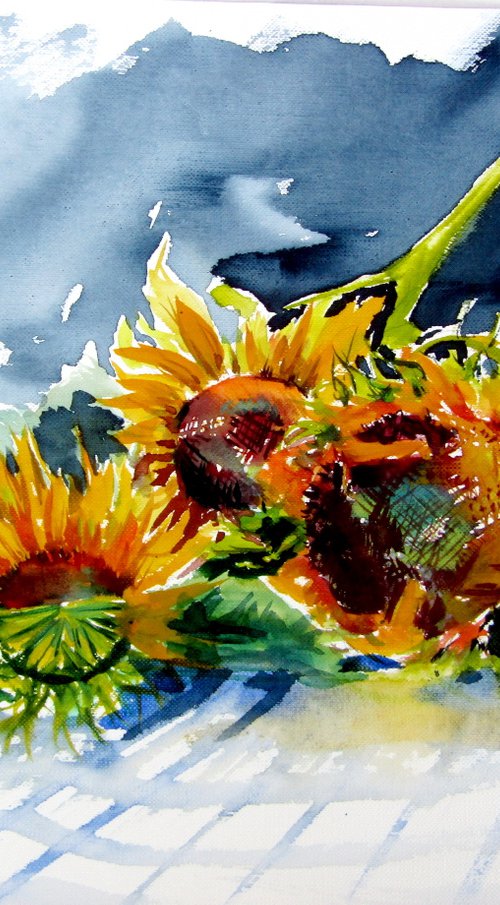 Sunflowers on the table by Kovács Anna Brigitta