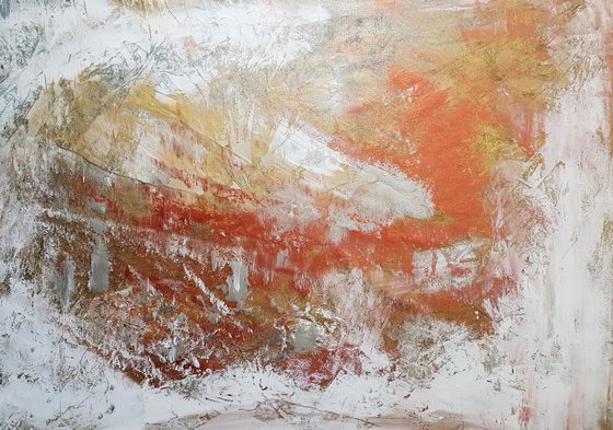 Trought the frozen window  - silver, golden, copper abstract