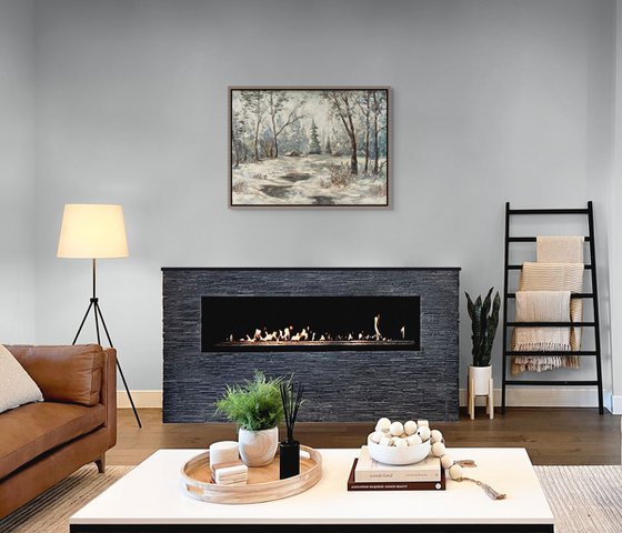 Forest Cabin in the Snowfall