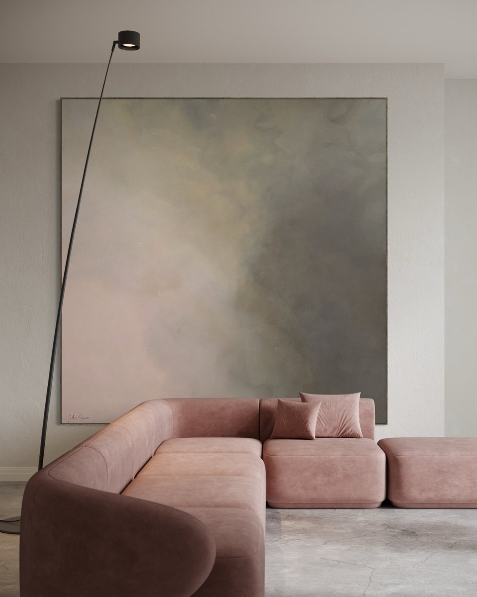 Abstract Acrylic Painting By Gabriela Azar Schreiner, 71 X 71, Twilight Calm, Original Artwork