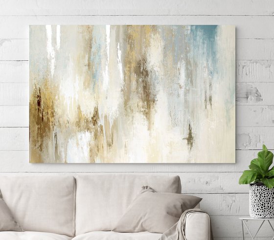 "Instant" Blue gray beige abstract art