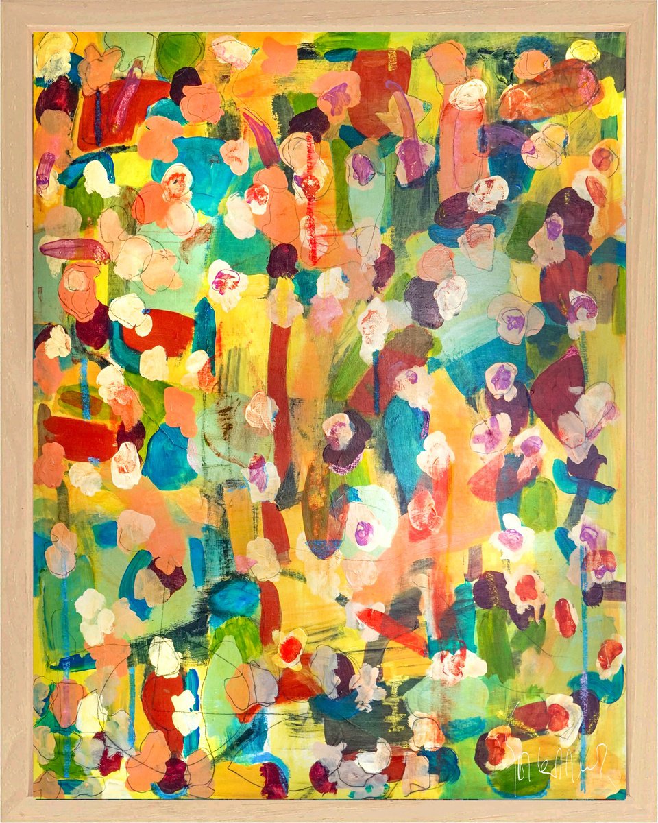 Organic Abstract Acrylic Painting By Geert Lemmers Fpa, 33 X 41, Liberation Of The Mind Opus 38, Original Artwork