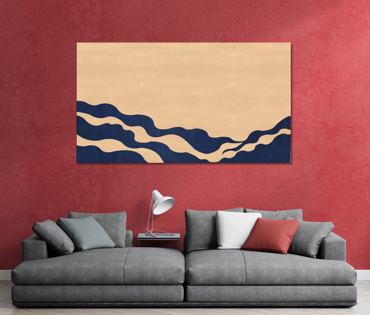 Abstract Landscape Acrylic Painting By Marina Krylova, 63 X 35", Modern Landscape #11, Original Artwork