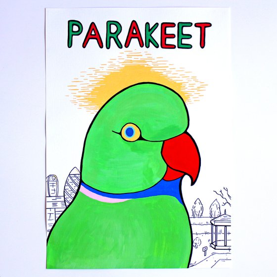 Parakeet Bird Painting on Unframed A3 Paper