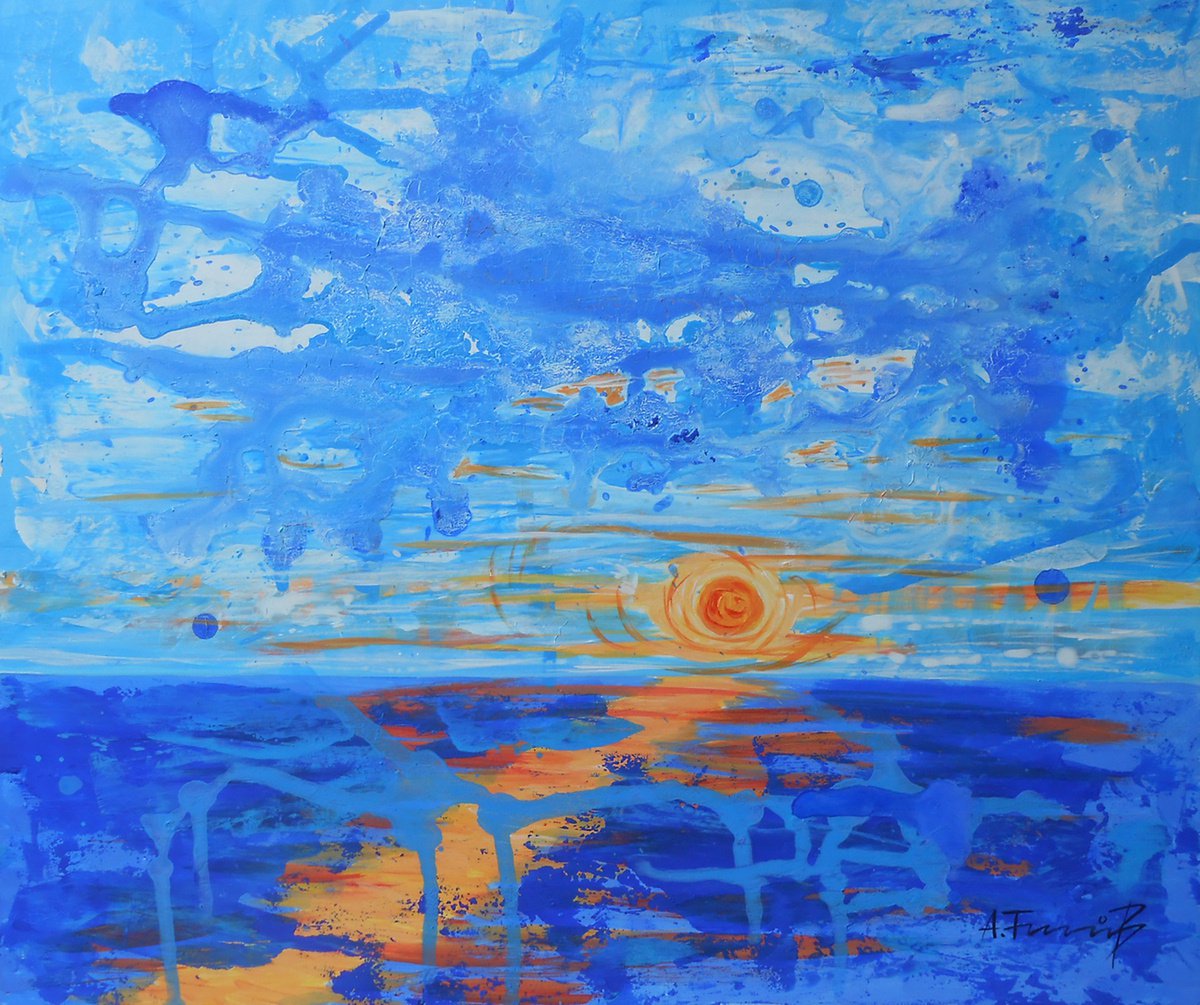 Abstract Acrylic Painting By Alexander Titorenkov, 18 X 15, Abstract V, Original Artwork