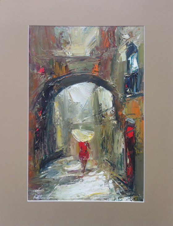 Walking 28x45cm, oil/cardboard