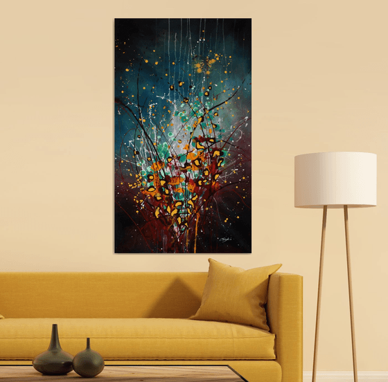 Folie Des Fleurs #4 - Extra large original abstract floral landscape