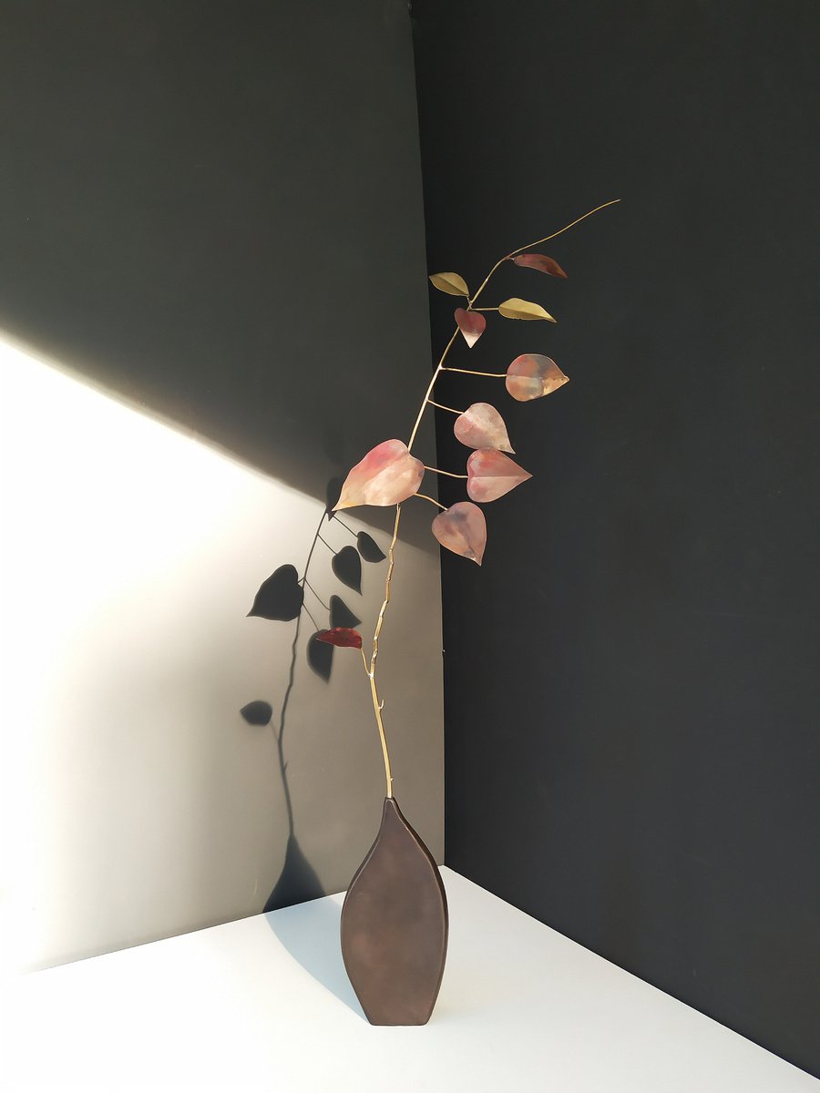 Impressionistic Botanical Bronze Sculpture By Anna Andreadi, 13 X 26, Vine Of Hearts, Original Artwork