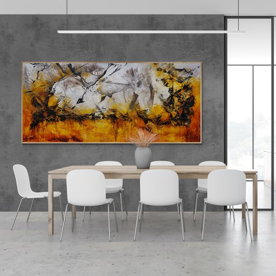 Golden Sienna 270cm x 120cm Sienna Rust Textured Abstract Art