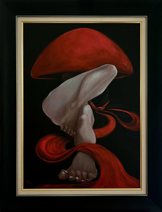 Nude in a red hat