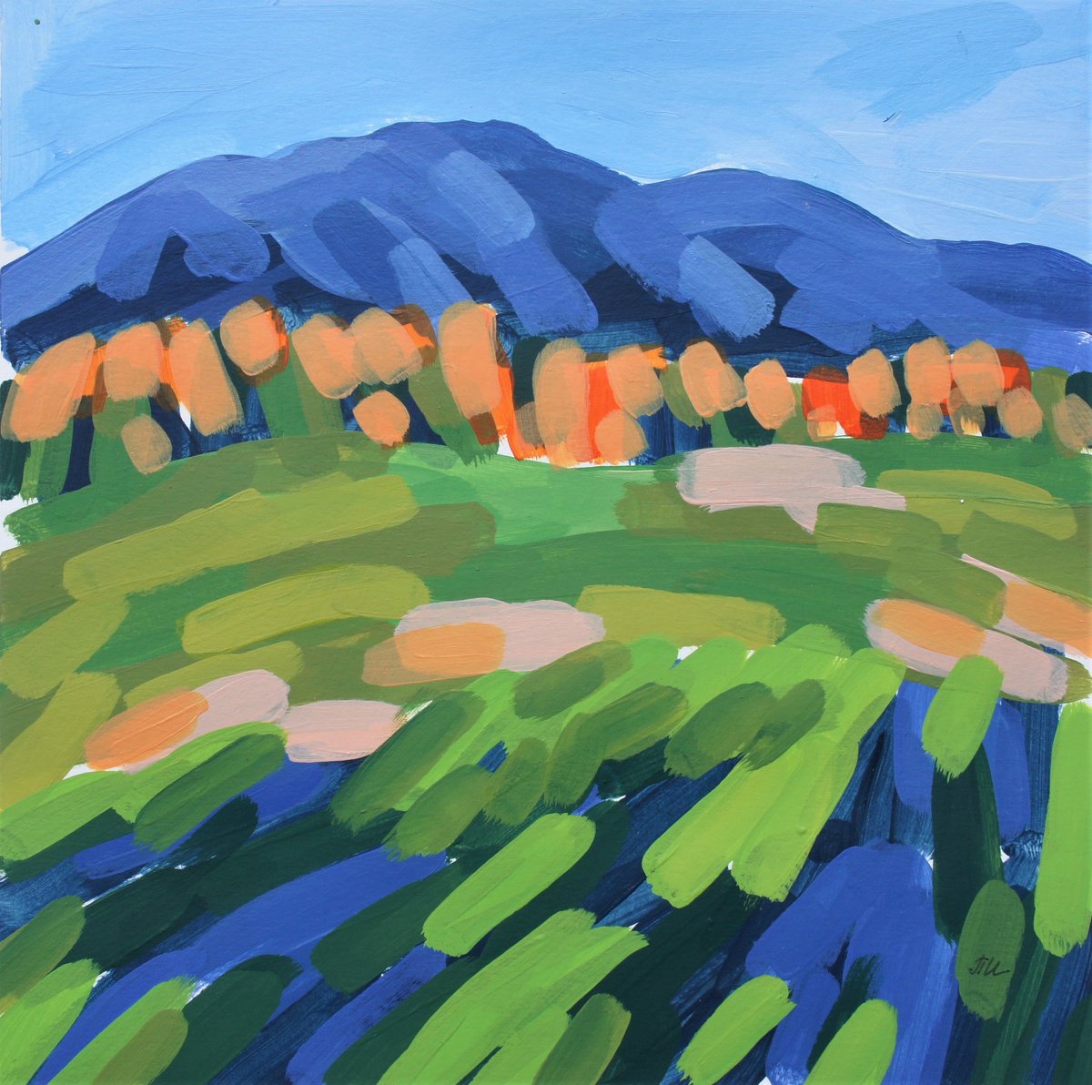 Impressionistic Landscape Acrylic Painting By Irina Plaksina, 11 X 11, Memories Of Vermont, Original Artwork